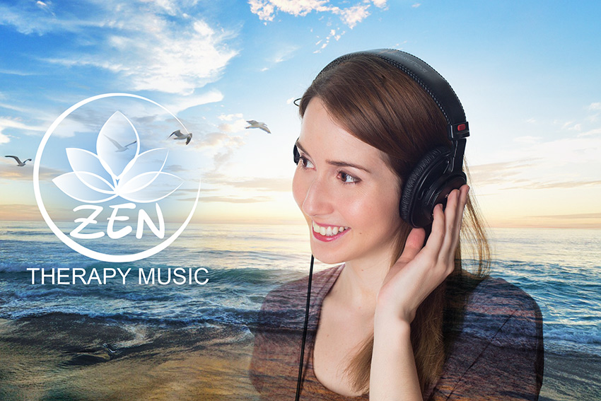 Jeune femme écoutant de la musique relaxante au casque audio